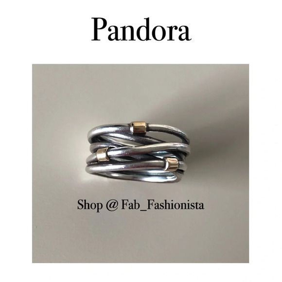 Pandora 14k gold and sterling silver ring retired size 58 - Picture 1 of 14
